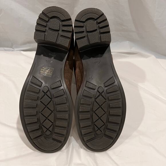 Emanuele Crasto Chelsea Boots Size 39 NWOT Italy Brown Suede Leather Stack Heel - Picture 7 of 11